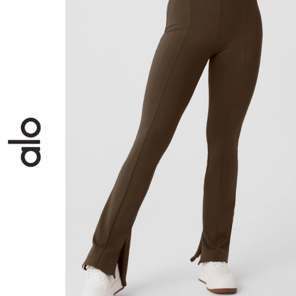 ALO YOGA | BROWN HIGH-WAIST 7/8 ZIP IT FLARE LEGGING ESPRESSO | S